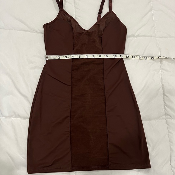 Women's Brown Bodycon Slip Dress - Picture 4 of 7